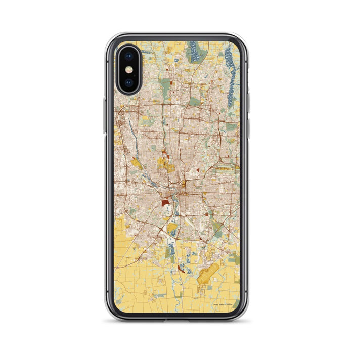 Custom Columbus Ohio Map Phone Case in Woodblock