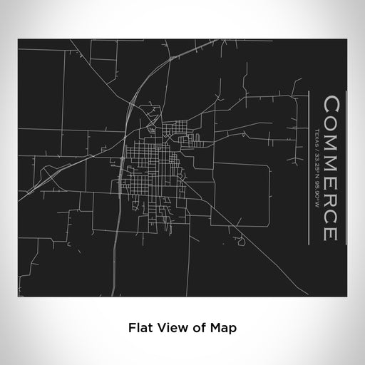 Rendered View of Commerce Texas Map Engraving on 20oz Stainless Steel Insulated Bottle with Bamboo Top in Black