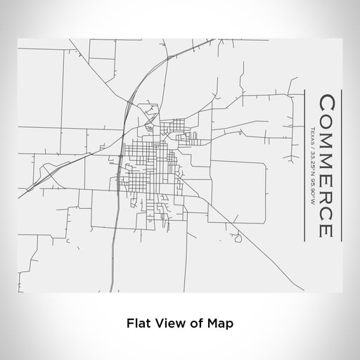 Rendered View of Commerce Texas Map Engraving on 20oz Stainless Steel Insulated Bottle with Bamboo Top in White