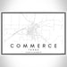 Commerce Texas Map Print Landscape Orientation in Classic Style With Shaded Background