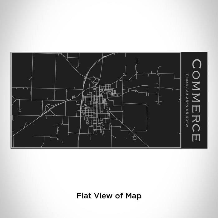 Rendered View of Commerce Texas Map Engraving on 17oz Stainless Steel Insulated Cola Bottle in Black