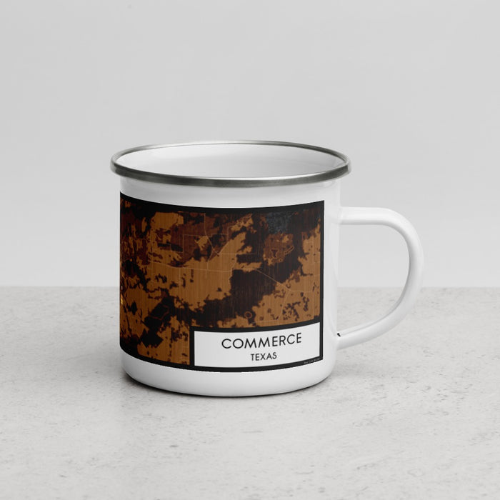Right View Custom Commerce Texas Map Enamel Mug in Ember