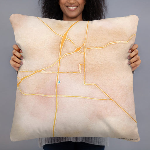 Person holding 22x22 Custom Commerce Texas Map Throw Pillow in Watercolor