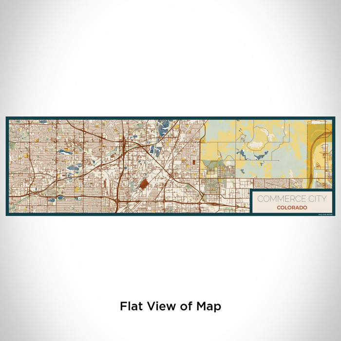 Flat View of Map Custom Commerce City Colorado Map Enamel Mug in Woodblock