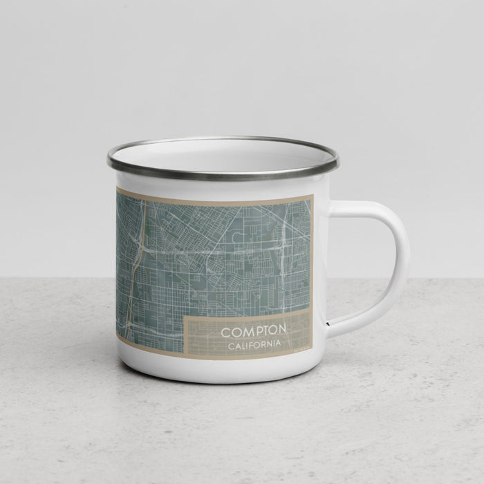 Right View Custom Compton California Map Enamel Mug in Afternoon