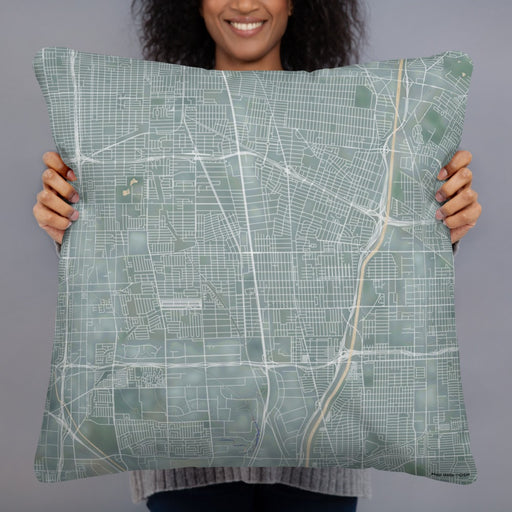 Person holding 22x22 Custom Compton California Map Throw Pillow in Afternoon