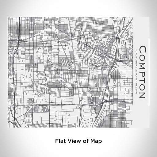 Rendered View of Compton California Map Engraving on 20oz Stainless Steel Insulated Bottle with Bamboo Top in White