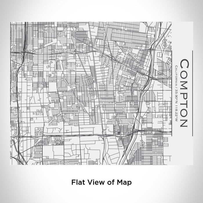 Rendered View of Compton California Map Engraving on 20oz Stainless Steel Insulated Bottle with Bamboo Top in White