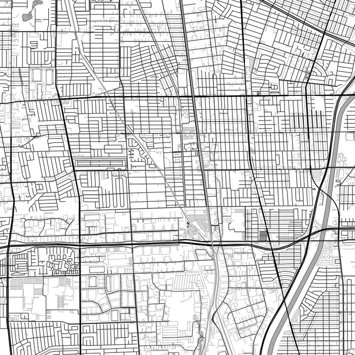 Compton California Map Print in Classic Style Zoomed In Close Up Showing Details