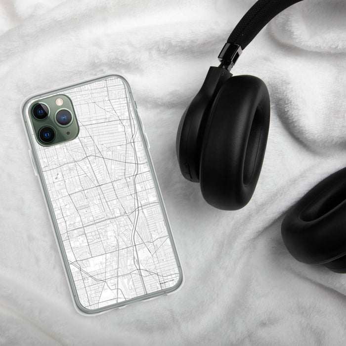 Custom Compton California Map Phone Case in Classic on Table with Black Headphones
