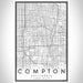 Compton California Map Print Portrait Orientation in Classic Style With Shaded Background