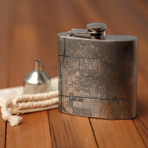 Compton California Custom Engraved City Map Inscription Coordinates on 6oz Stainless Steel Flask