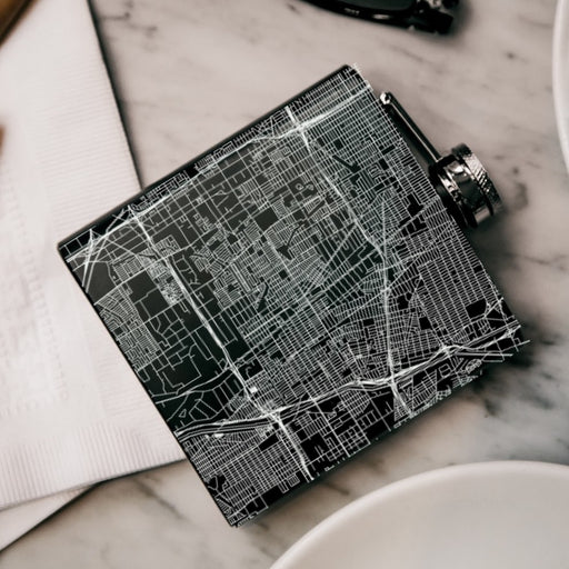 Compton California Custom Engraved City Map Inscription Coordinates on 6oz Stainless Steel Flask in Black