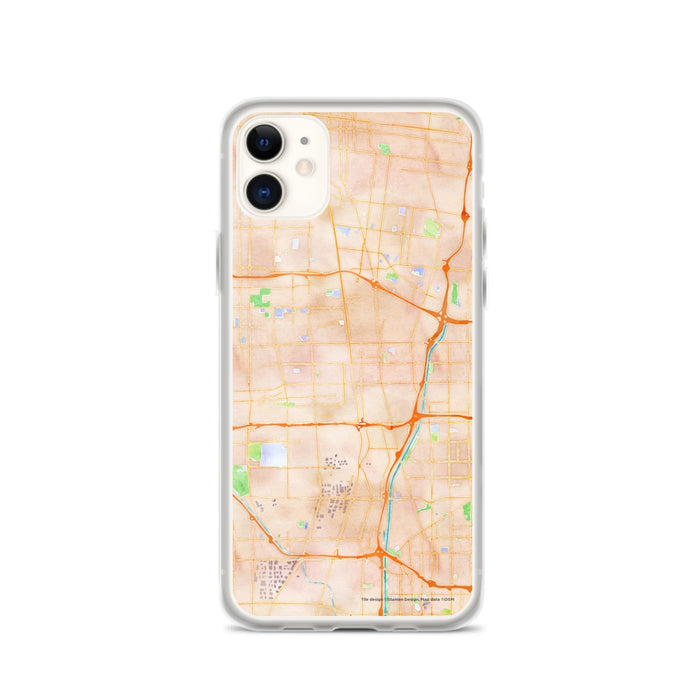 Custom iPhone 11 Compton California Map Phone Case in Watercolor