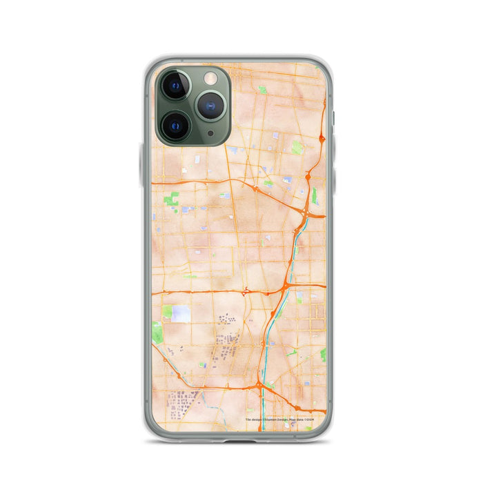 Custom iPhone 11 Pro Compton California Map Phone Case in Watercolor