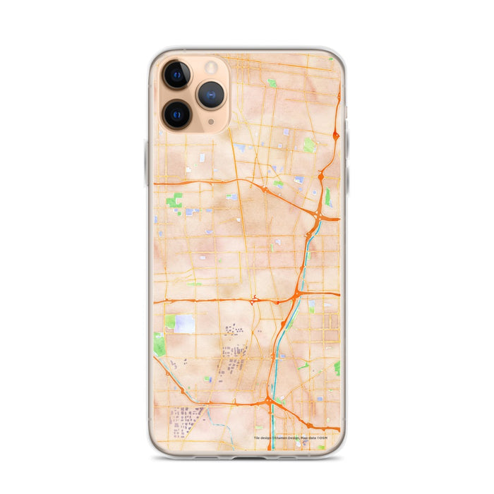 Custom iPhone 11 Pro Max Compton California Map Phone Case in Watercolor