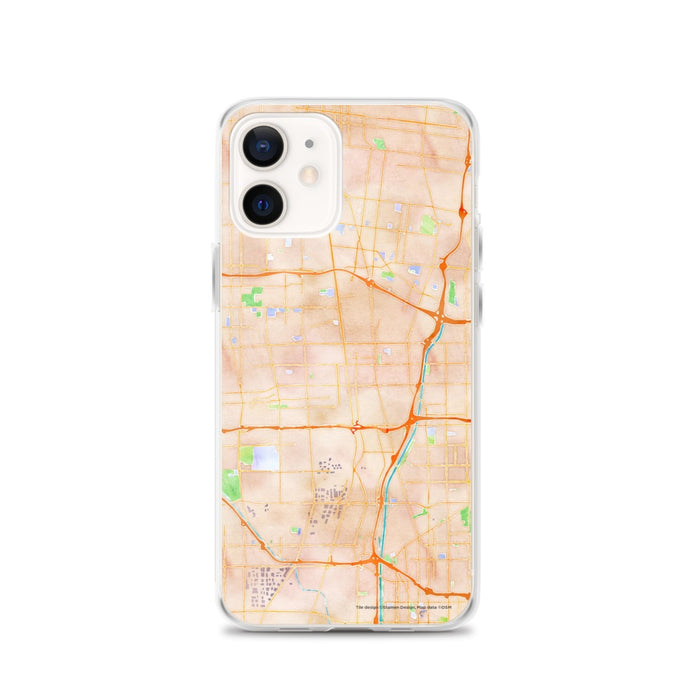 Custom iPhone 12 Compton California Map Phone Case in Watercolor
