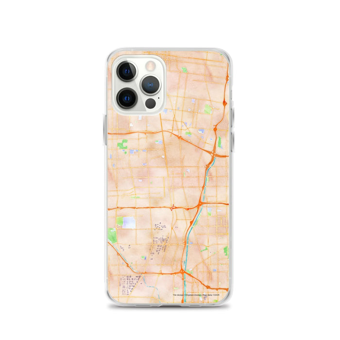 Custom iPhone 12 Pro Compton California Map Phone Case in Watercolor