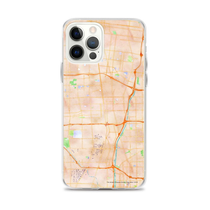 Custom iPhone 12 Pro Max Compton California Map Phone Case in Watercolor