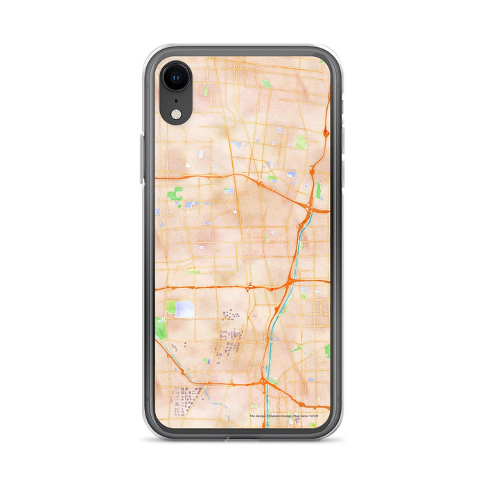 Custom iPhone XR Compton California Map Phone Case in Watercolor