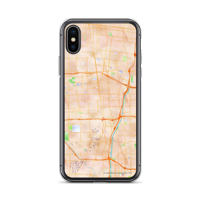 Custom iPhone X/XS Compton California Map Phone Case in Watercolor