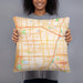Person holding 18x18 Custom Compton California Map Throw Pillow in Watercolor
