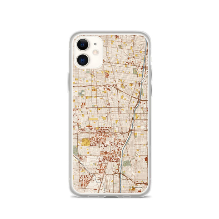 Custom iPhone 11 Compton California Map Phone Case in Woodblock