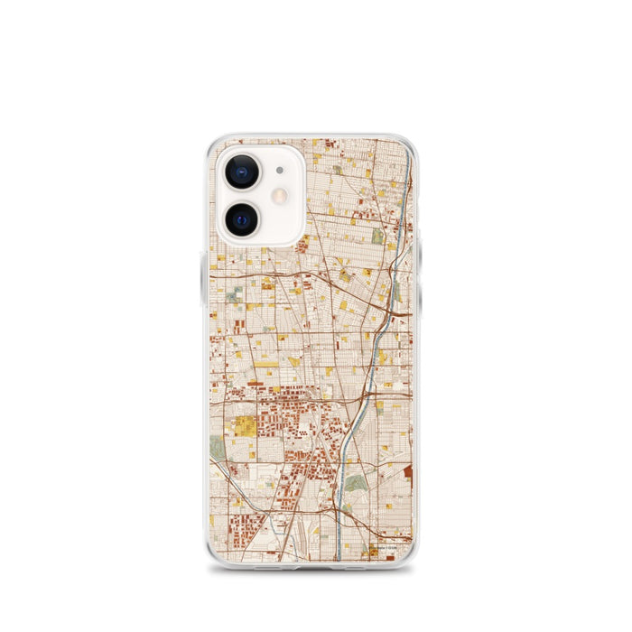 Custom iPhone 12 mini Compton California Map Phone Case in Woodblock