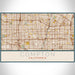 Compton California Map Print Landscape Orientation in Woodblock Style With Shaded Background