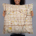 Person holding 22x22 Custom Compton California Map Throw Pillow in Woodblock