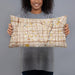 Person holding 20x12 Custom Compton California Map Throw Pillow in Woodblock
