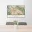 24x36 Concord California Map Print Lanscape Orientation in Woodblock Style Behind 2 Chairs Table and Potted Plant