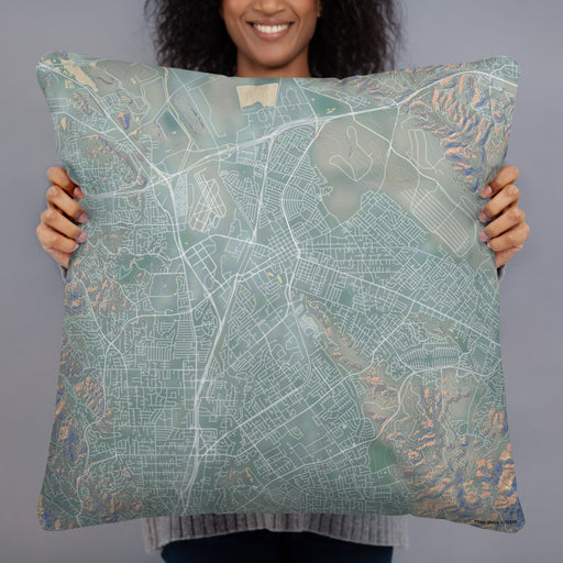 Person holding 22x22 Custom Concord California Map Throw Pillow in Afternoon