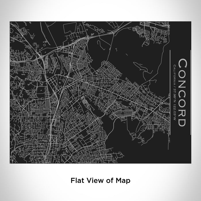 Rendered View of Concord California Map Engraving on 20oz Stainless Steel Insulated Bottle with Bamboo Top in Black