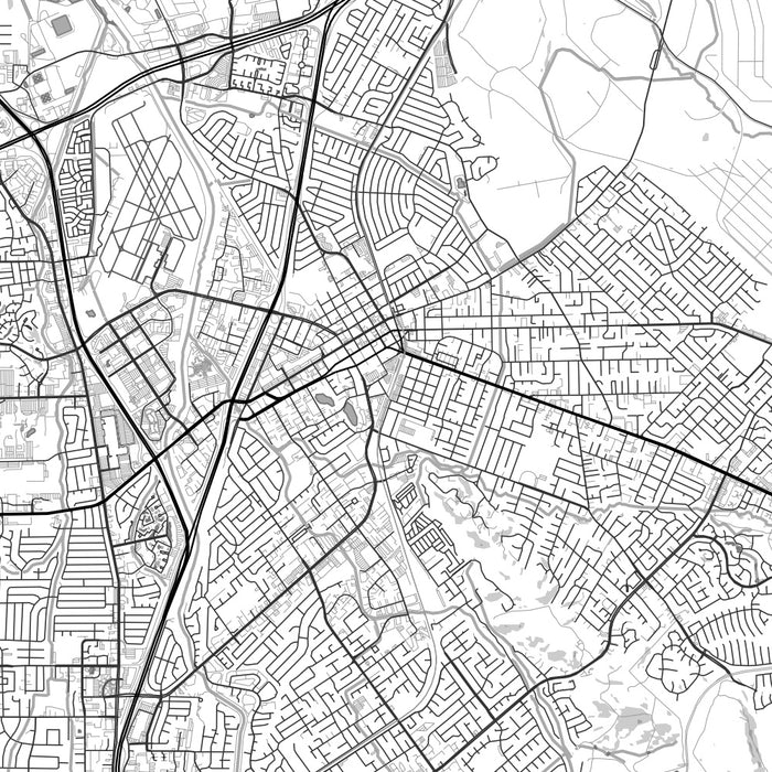 Concord California Map Print in Classic Style Zoomed In Close Up Showing Details