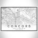 Concord California Map Print Landscape Orientation in Classic Style With Shaded Background