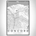 Concord California Map Print Portrait Orientation in Classic Style With Shaded Background