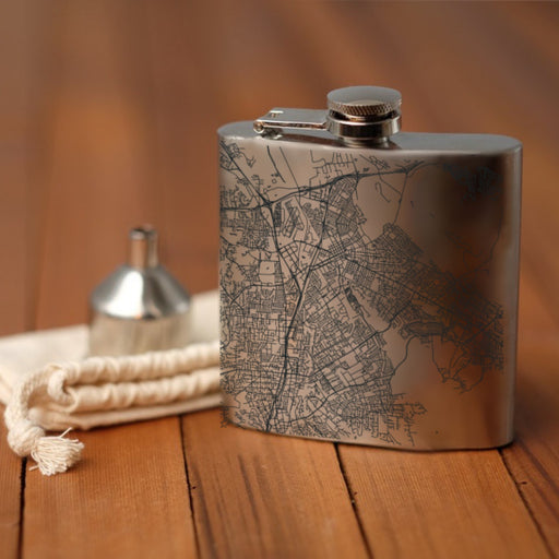 Concord California Custom Engraved City Map Inscription Coordinates on 6oz Stainless Steel Flask