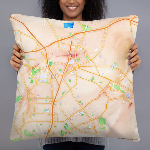 Person holding 22x22 Custom Concord California Map Throw Pillow in Watercolor