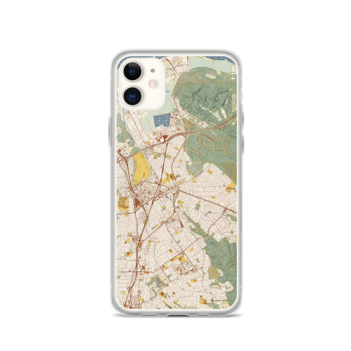 Custom iPhone 11 Concord California Map Phone Case in Woodblock