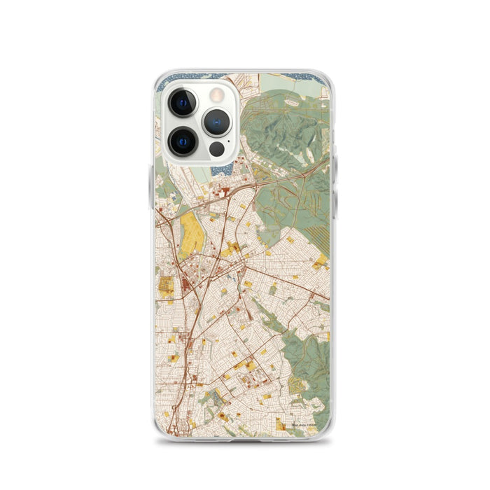 Custom iPhone 12 Pro Concord California Map Phone Case in Woodblock