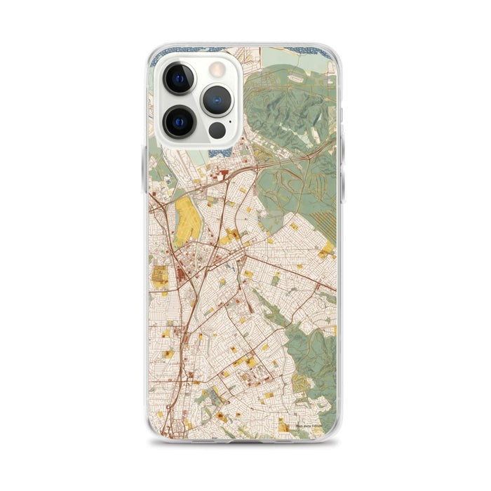 Custom iPhone 12 Pro Max Concord California Map Phone Case in Woodblock
