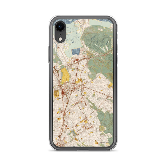Custom iPhone XR Concord California Map Phone Case in Woodblock