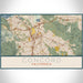 Concord California Map Print Landscape Orientation in Woodblock Style With Shaded Background
