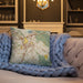 Custom Concord California Map Throw Pillow in Woodblock on Cream Colored Couch
