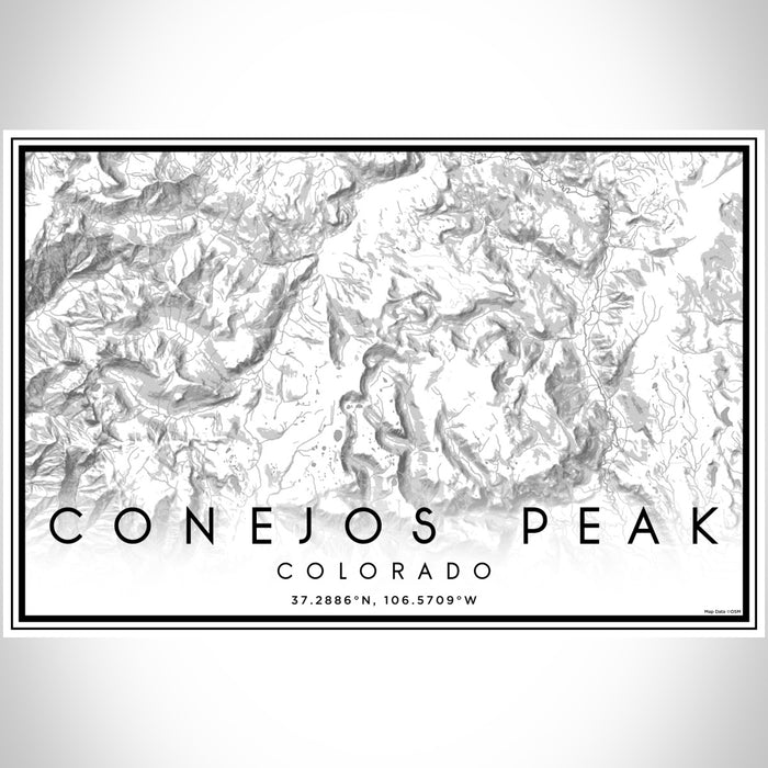Conejos Peak Colorado Map Print Landscape Orientation in Classic Style With Shaded Background