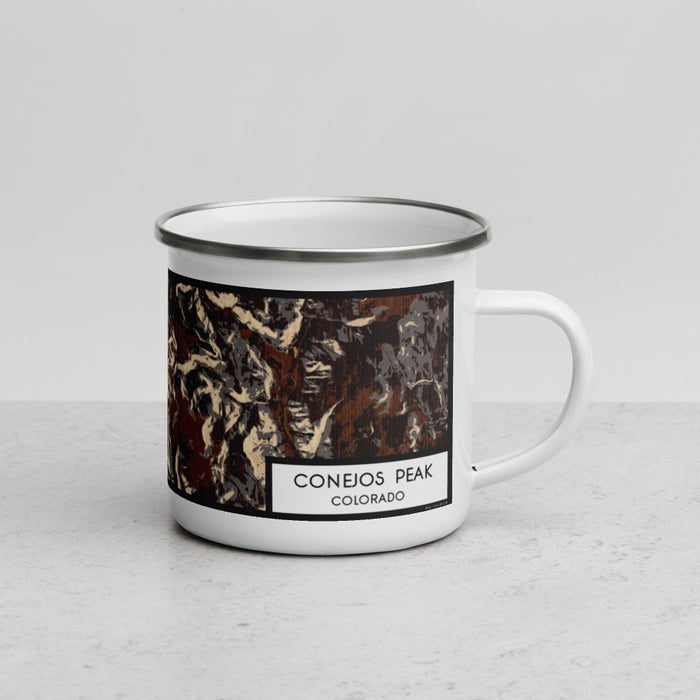 Right View Custom Conejos Peak Colorado Map Enamel Mug in Ember