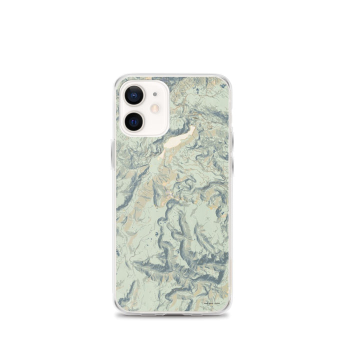 Custom iPhone 12 mini Conejos Peak Colorado Map Phone Case in Woodblock