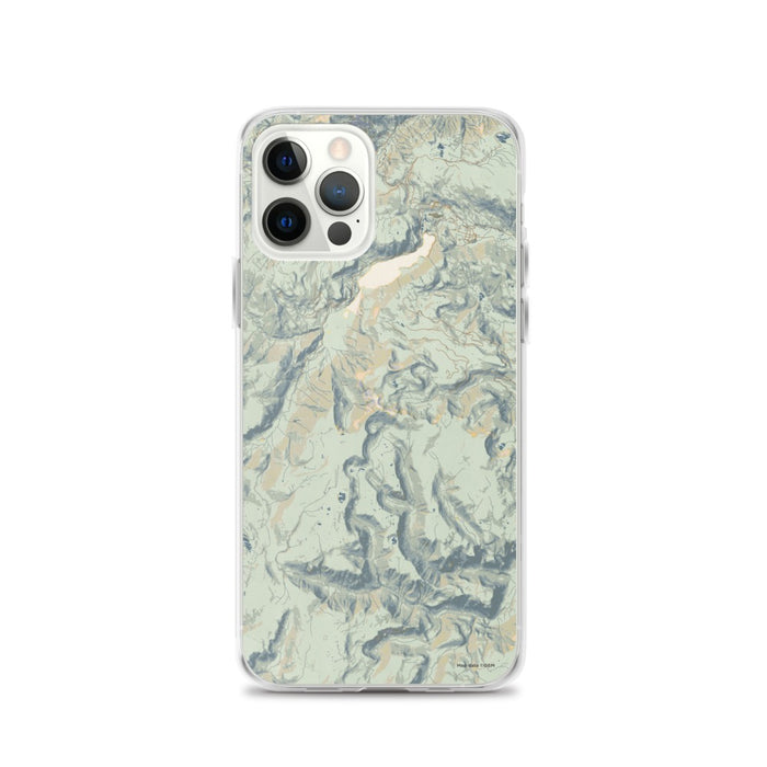 Custom iPhone 12 Pro Conejos Peak Colorado Map Phone Case in Woodblock