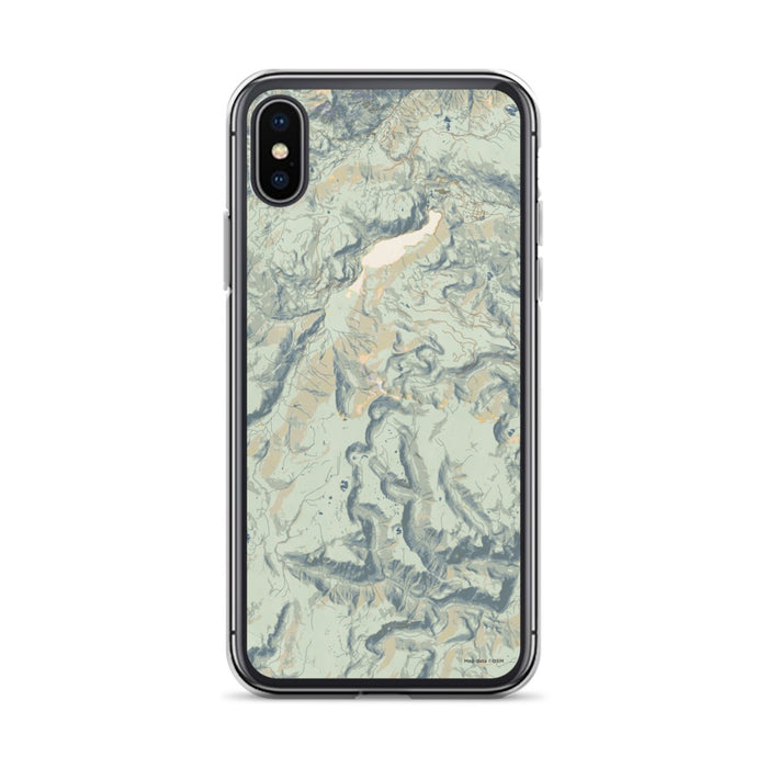 Custom iPhone X/XS Conejos Peak Colorado Map Phone Case in Woodblock